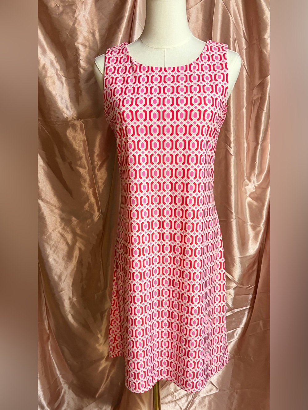 Jude Connally Pink & White Geometric Shift Dress